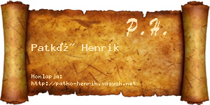 Patkó Henrik névjegykártya